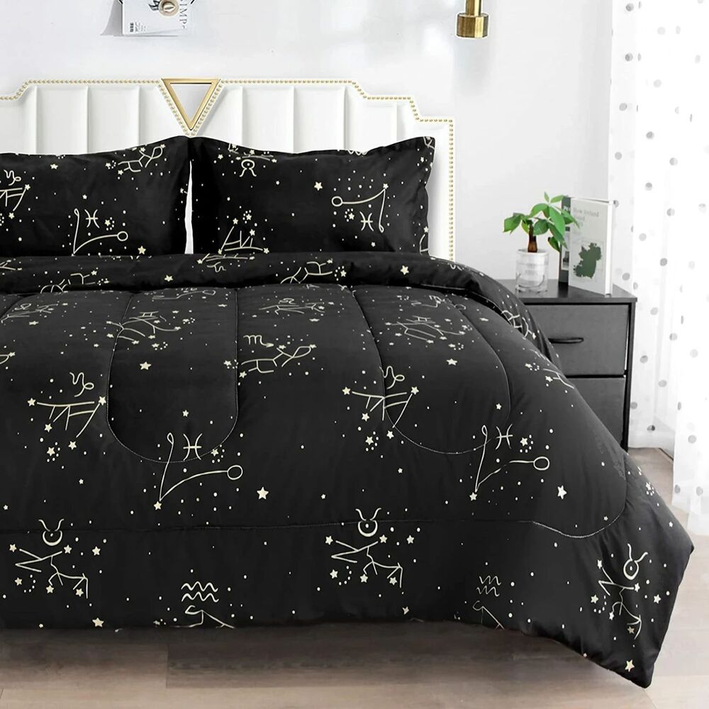Set of 3 Queen Comforter Set Zodiac Pattern Ultra Soft Microfiber 88x88 w/2 Sham